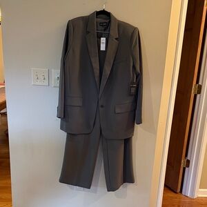 Women’s sage green loft menswear style suit; NWT